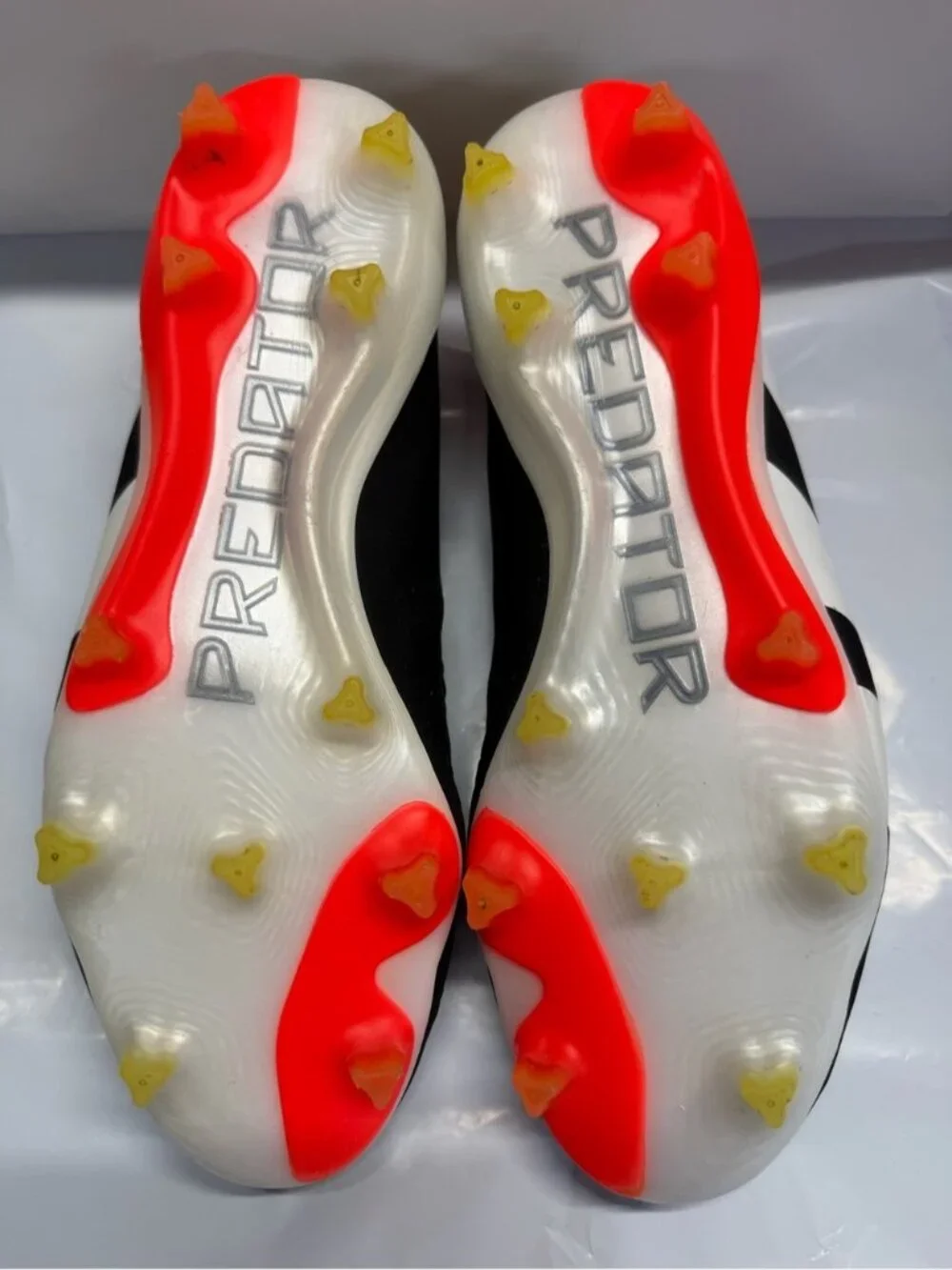 adidas Men’s Predator Laceless Soccer Shoes - Black, Red & Yellow size 9